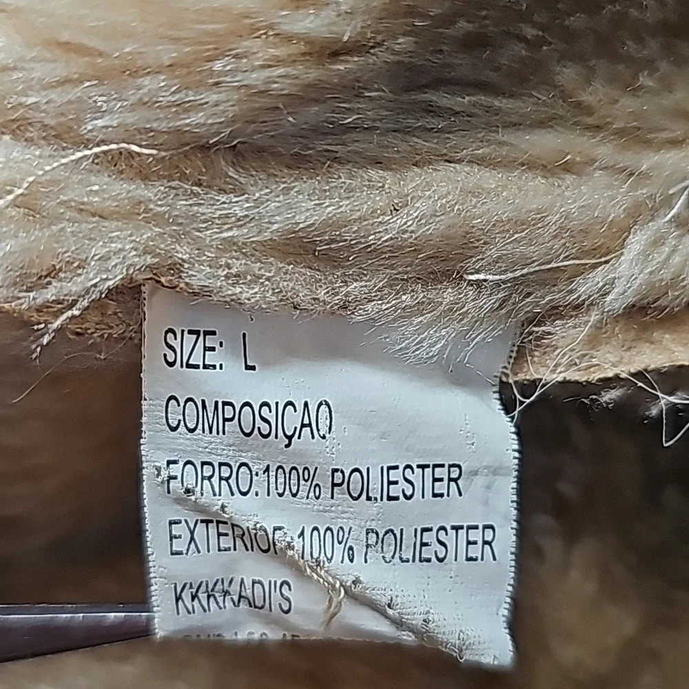 Morricci Coat Jacket Penny Lane Lined Faux Suede Faux Fur Collar Pockets Tan L - Picture 8 of 12